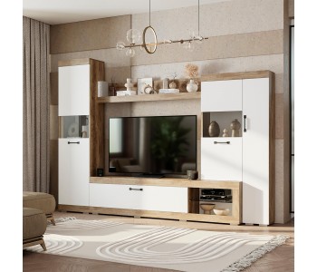 Гостиная "Тесла" ГС-01 Дуб каньон/белый (BTS)